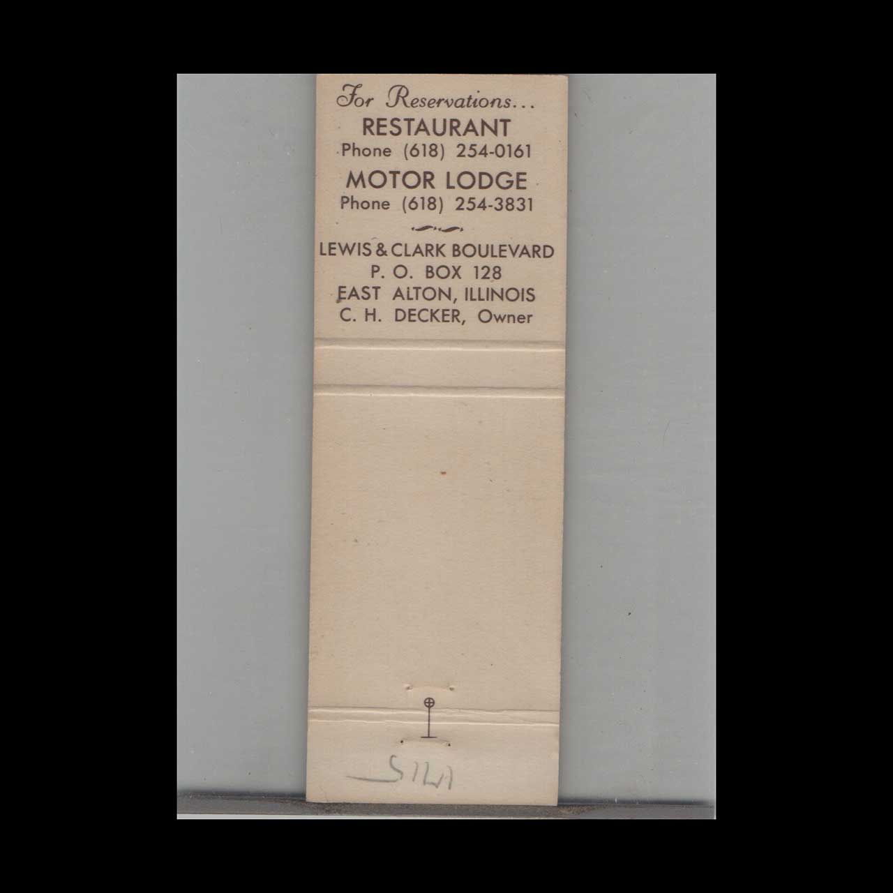 Matchbook Cover Lewis & Clark Motor Lodge & Restaurant East Alton IL Matchbook Cover Lewis & Clark Motor Lodge & Restaurant East Alton IL