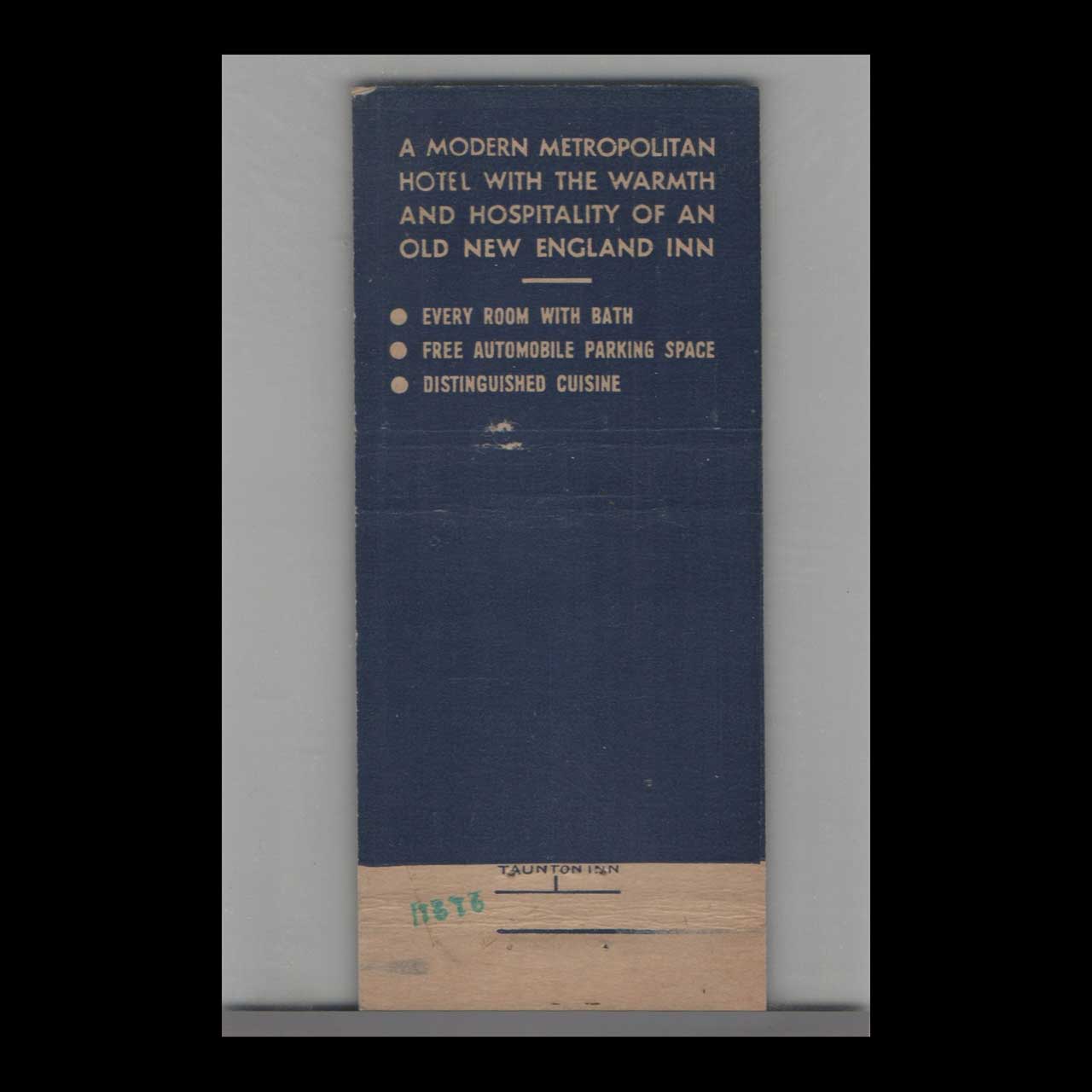 Matchbook Cover Taunton Inn Taunton MA Matchbook Cover Taunton Inn Taunton MA