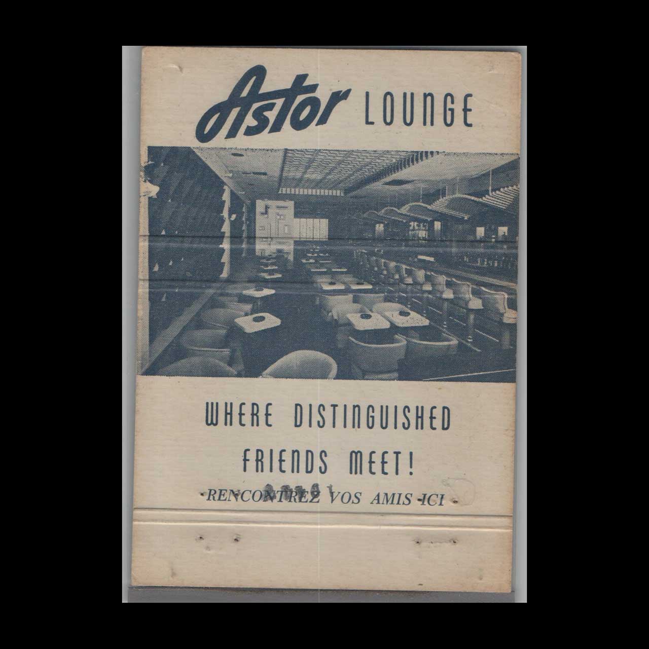 Matchbook Cover Full Length Astor Restaurant Montreal Quebec Matchbook Cover Full Length Astor Restaurant Montreal Quebec