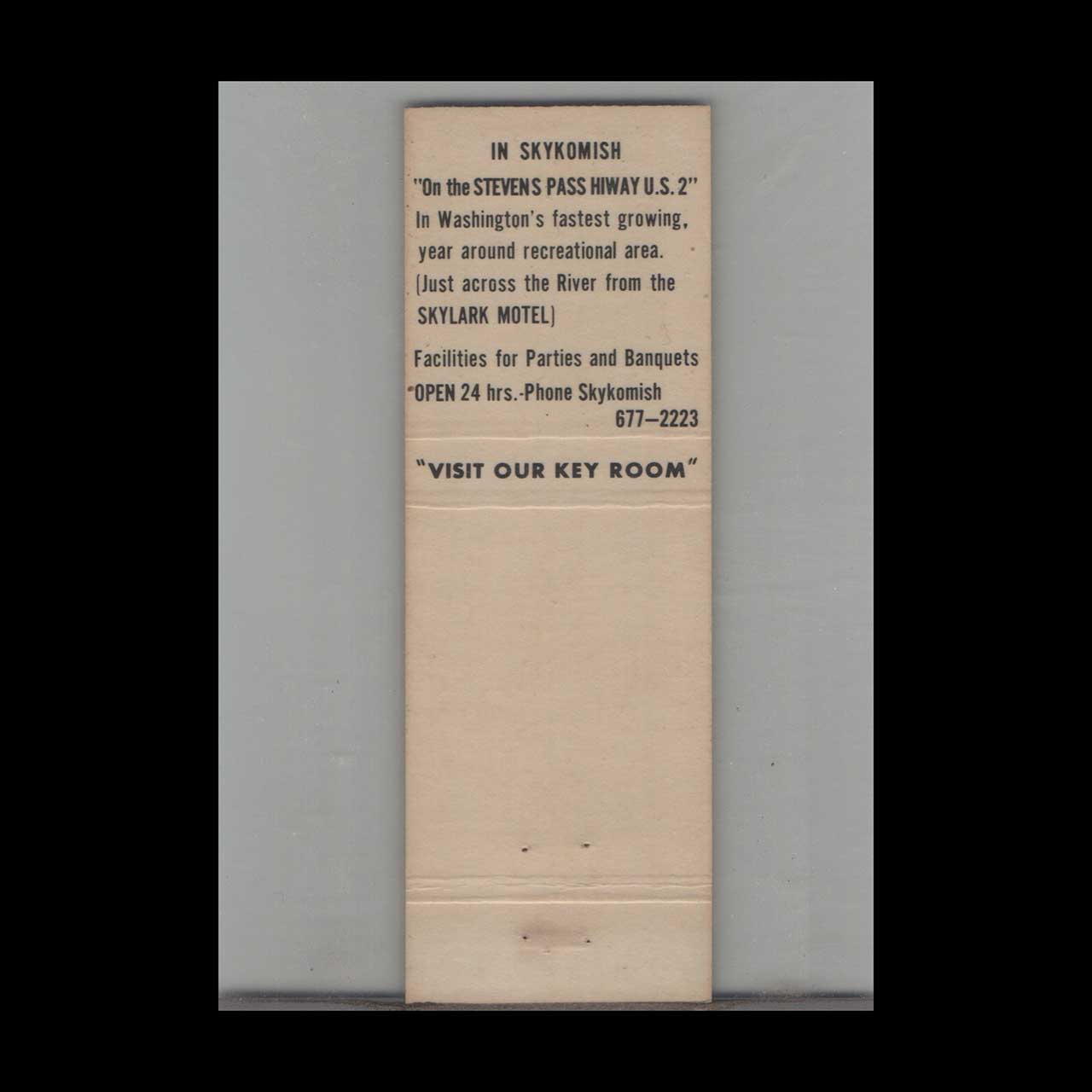 Sky Chalet Restaurant Matchbook Cover Skykomish WA Sky Chalet Restaurant Matchbook Cover Skykomish WA