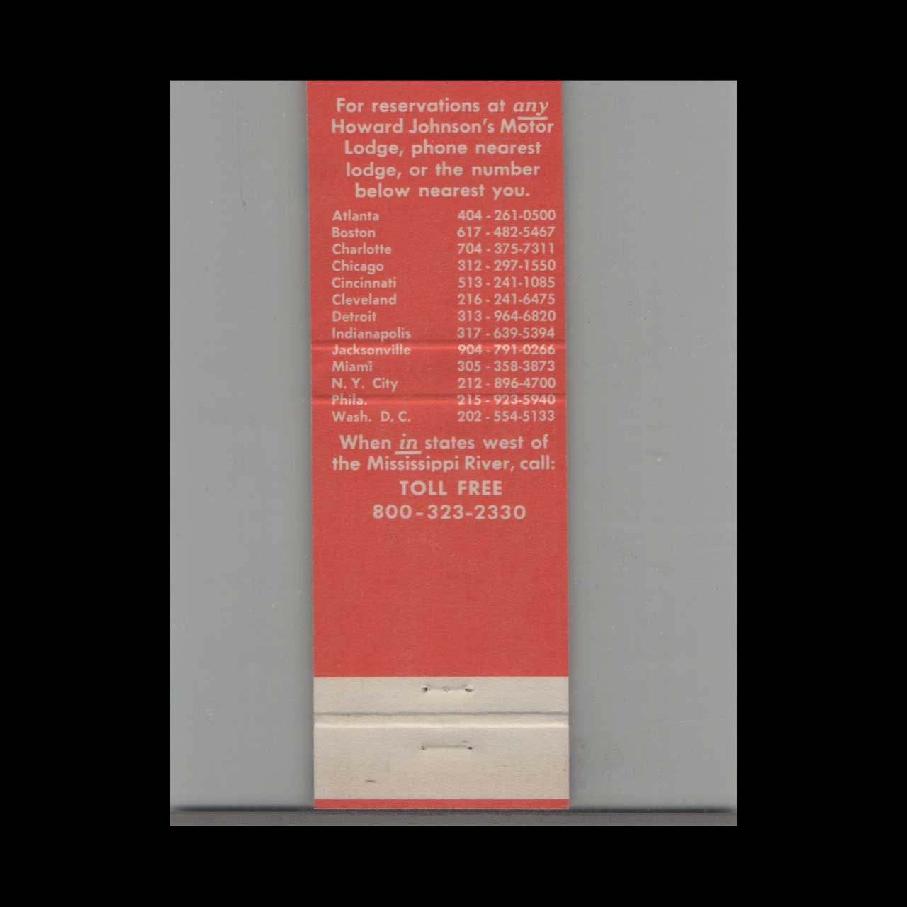 Matchbook Cover Howard Johnsons Instant Host Reservations Service Matchbook Cover Howard Johnsons Instant Host Reservations Service