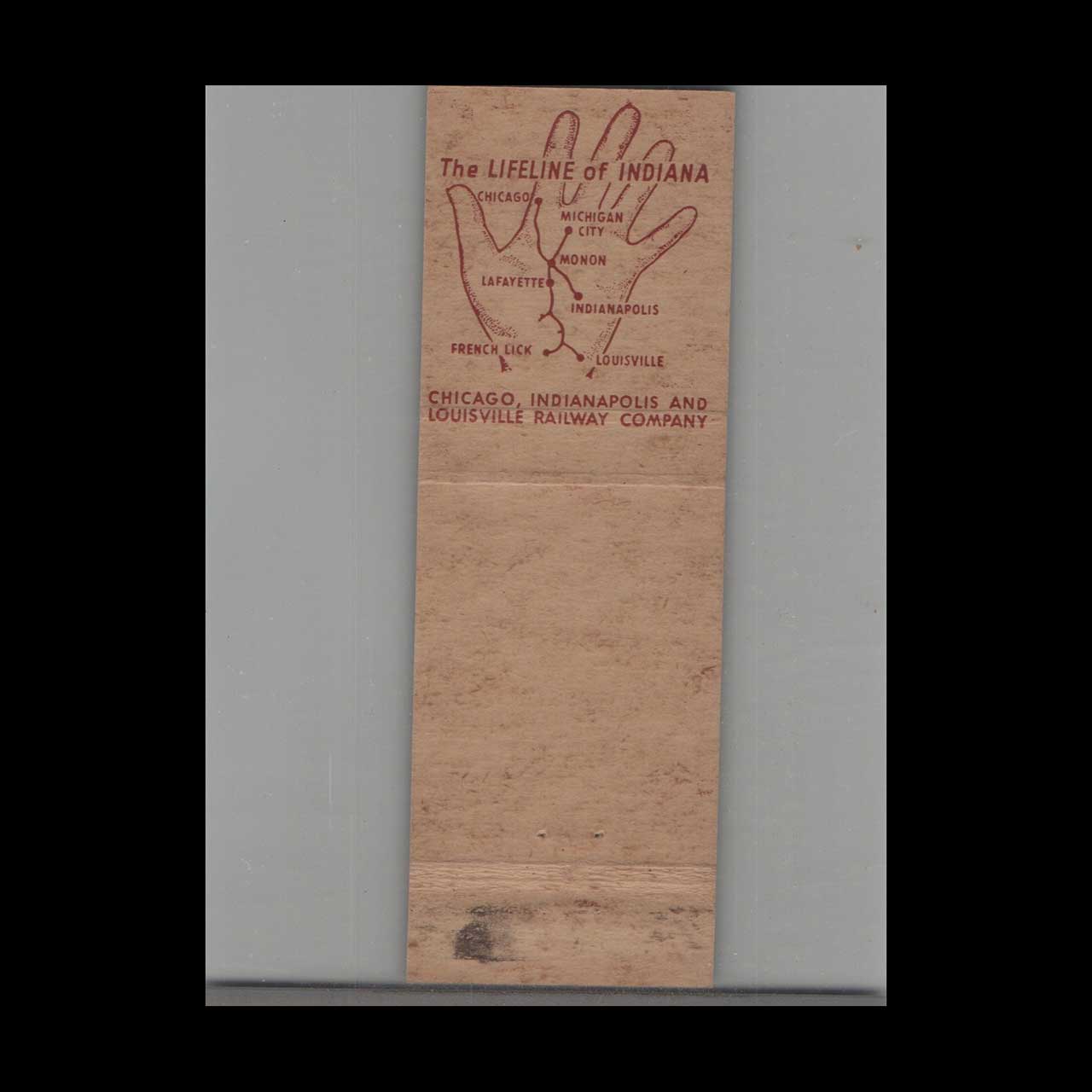 Chicago Indianapolis Louisville Railway Matchbook Cover Chicago Indianapolis Louisville Railway Matchbook Cover