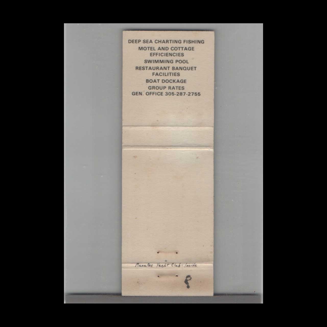 Matchbook Cover Manatee Marina Resort Port Salerno FL Matchbook Cover Manatee Marina Resort Port Salerno FL