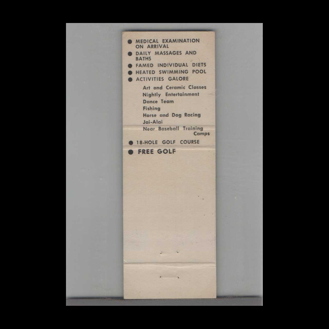 Matchbook Cover Florida Safety Harbor Spa Safety Harbor FL Matchbook Cover Florida Safety Harbor Spa Safety Harbor FL