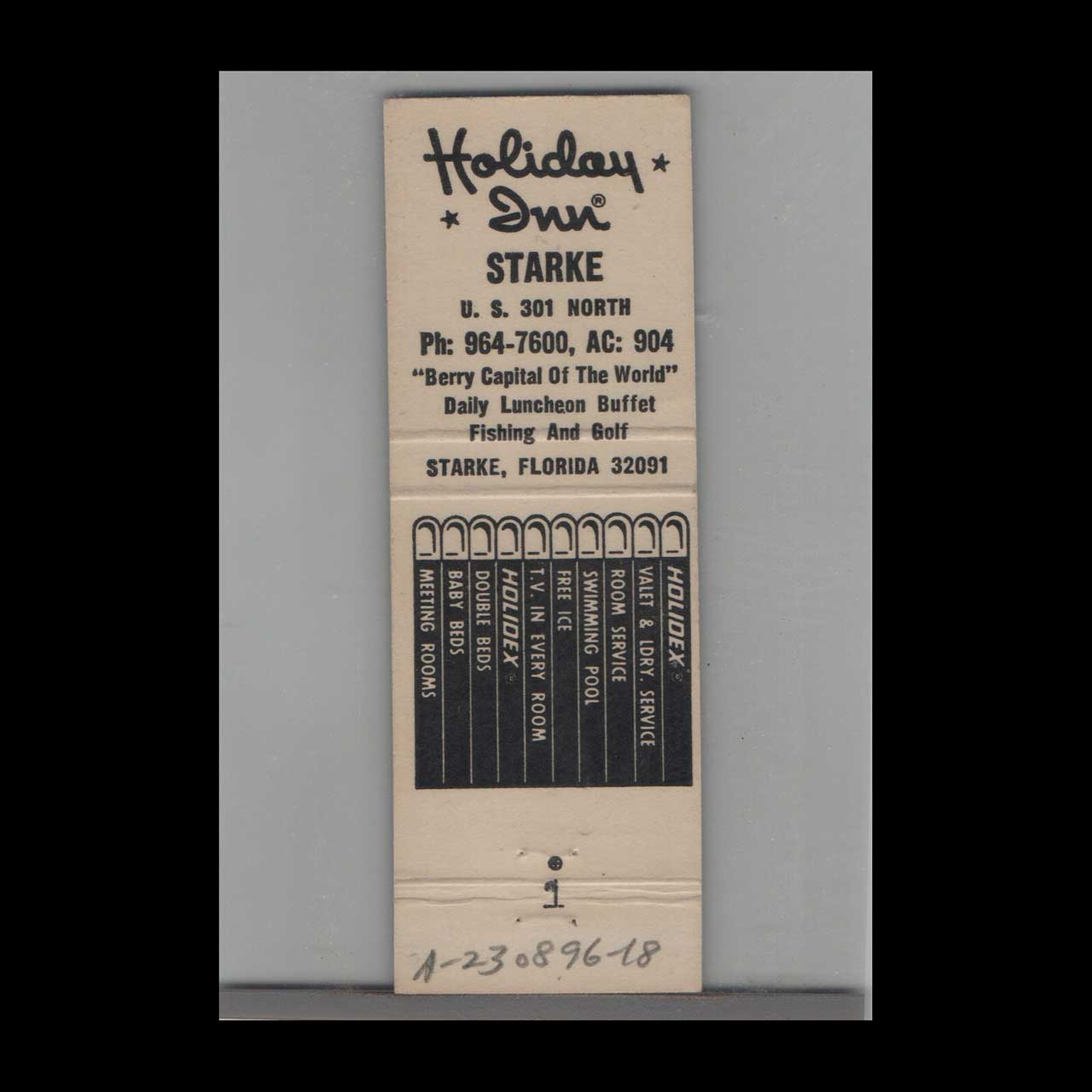 Matchbook Cover Florida Holiday Inn Motel Starke FL Matchbook Cover Florida Holiday Inn Motel Starke FL
