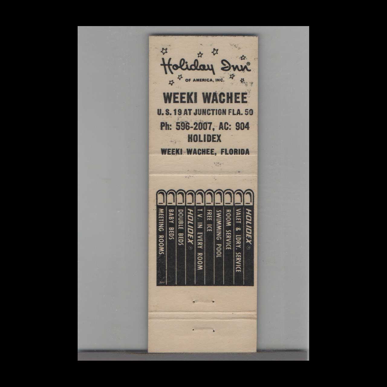 Matchbook Cover Florida Holiday Inn Motel Week Wachee FL Matchbook Cover Florida Holiday Inn Motel Week Wachee FL