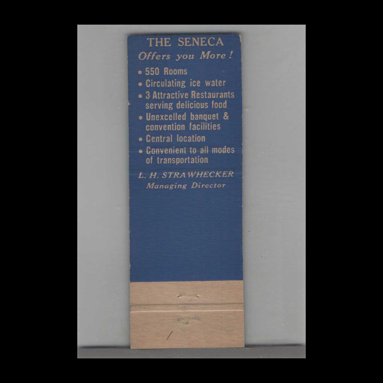 Matchbook Cover Hotel Seneca Rochester NY Matchbook Cover Hotel Seneca Rochester NY