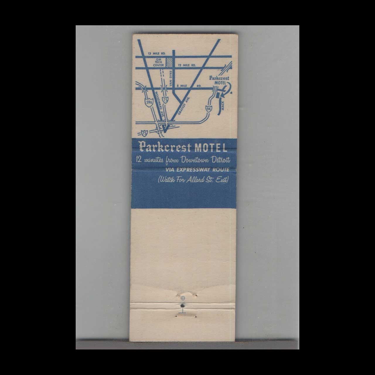 Matchbook Cover Parkcrest Motel Harper Woods MI Matchbook Cover Parkcrest Motel Harper Woods MI