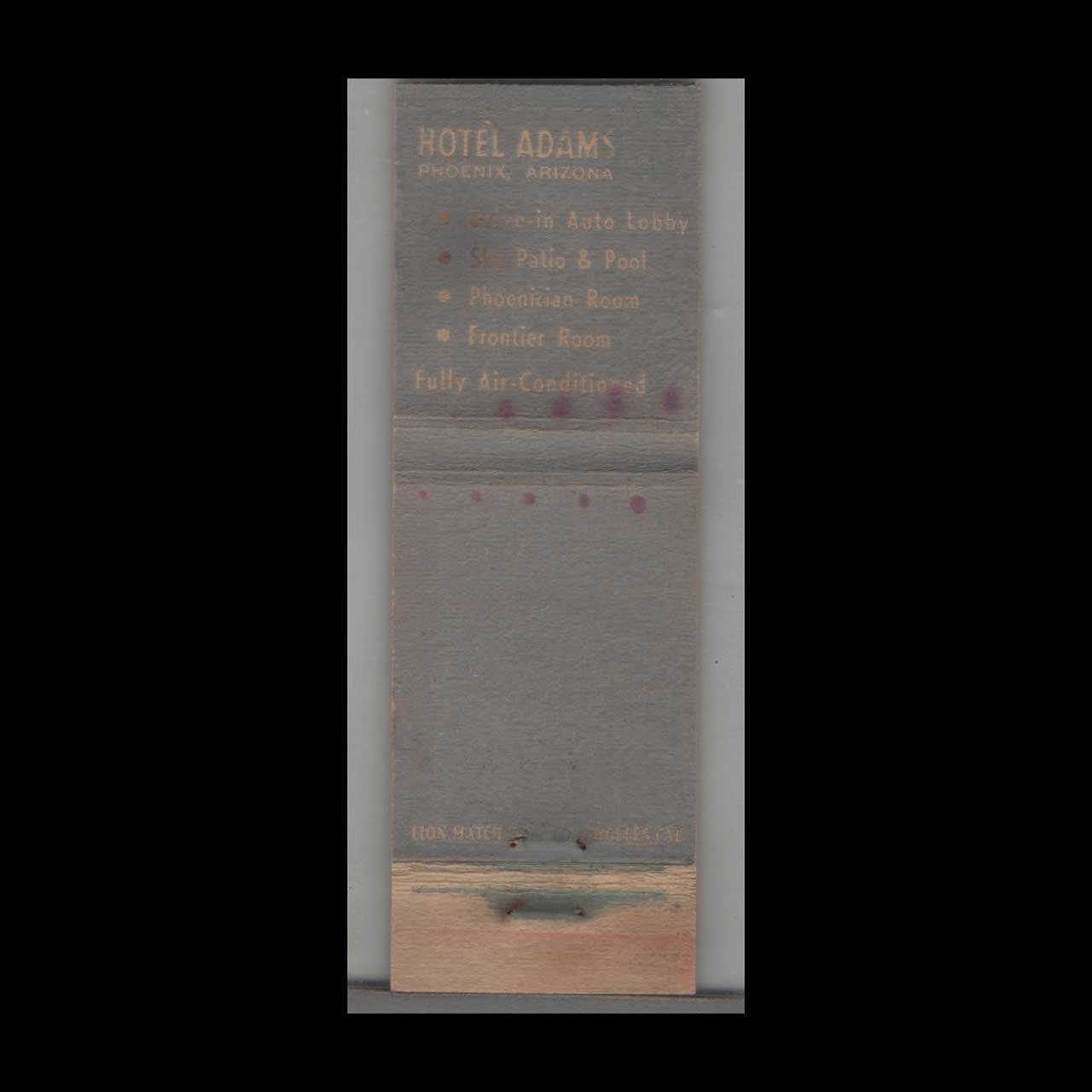 Matchbook Cover Hotel Adams Phoenix AZ Matchbook Cover Hotel Adams Phoenix AZ