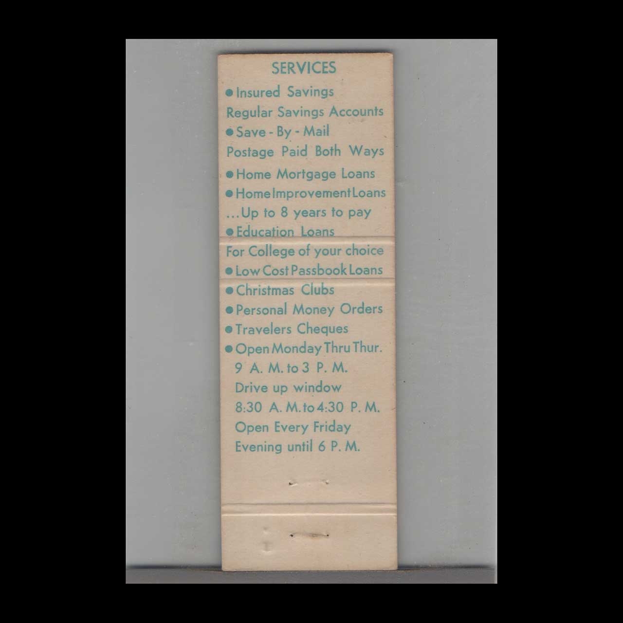 Matchbook Cover Montello Federal Savings Brockton MA Matchbook Cover Montello Federal Savings Brockton MA