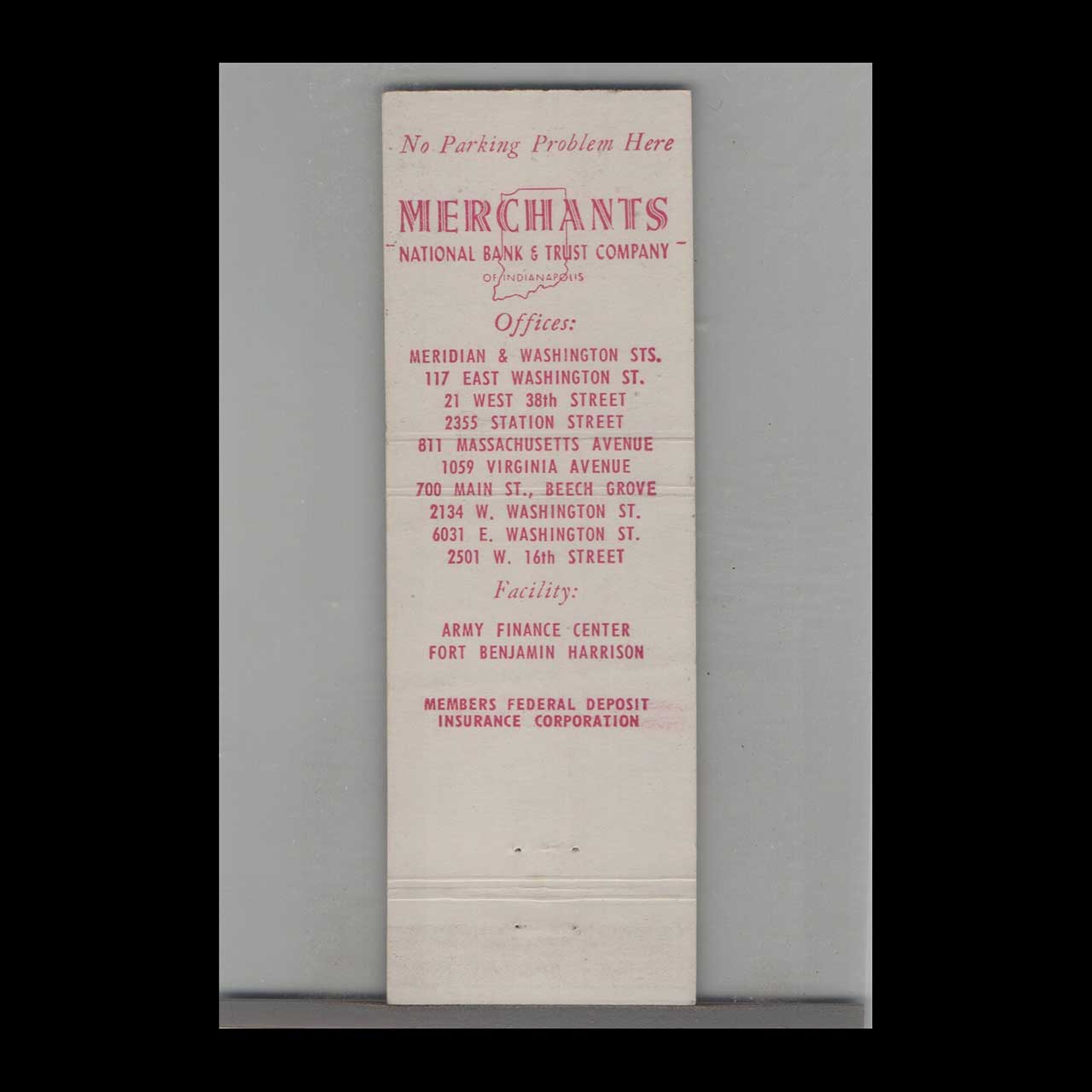 Matchbook Cover Merchants National Bank & Trust Co Indianapolis IN Matchbook Cover Merchants National Bank & Trust Co Indianapolis IN