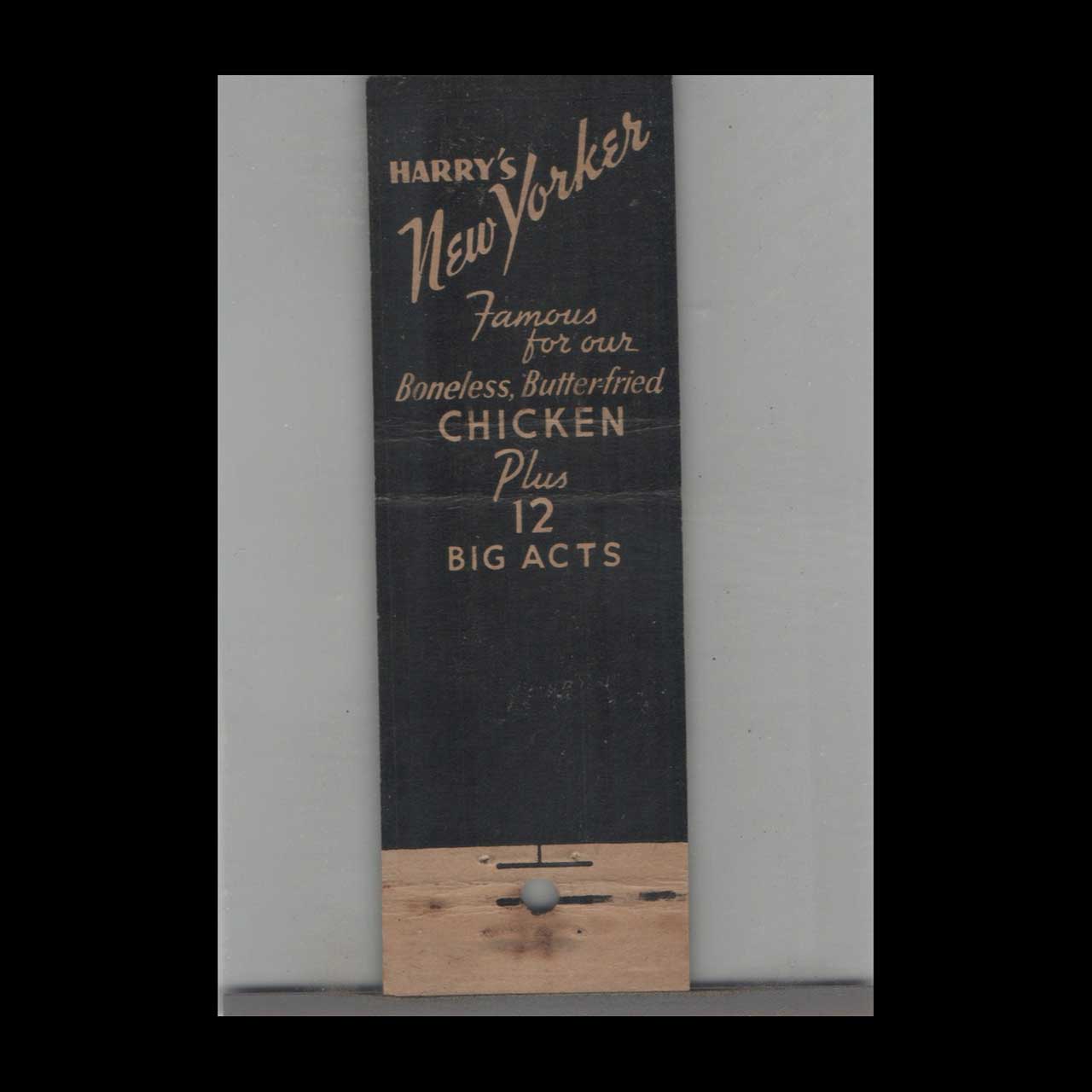 Harrys New Yorker Chicago Matchbook Cover Harrys New Yorker Chicago Matchbook Cover