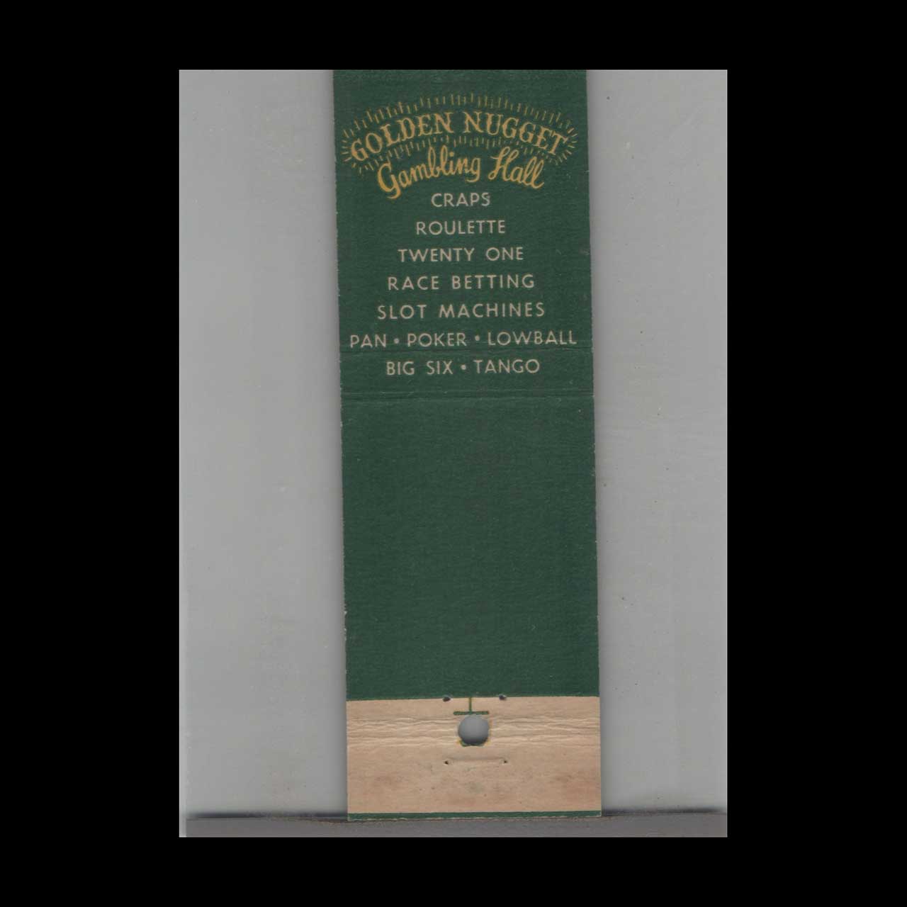 Golden Nugget Las Vegas Matchbook Cover Golden Nugget Las Vegas Matchbook Cover