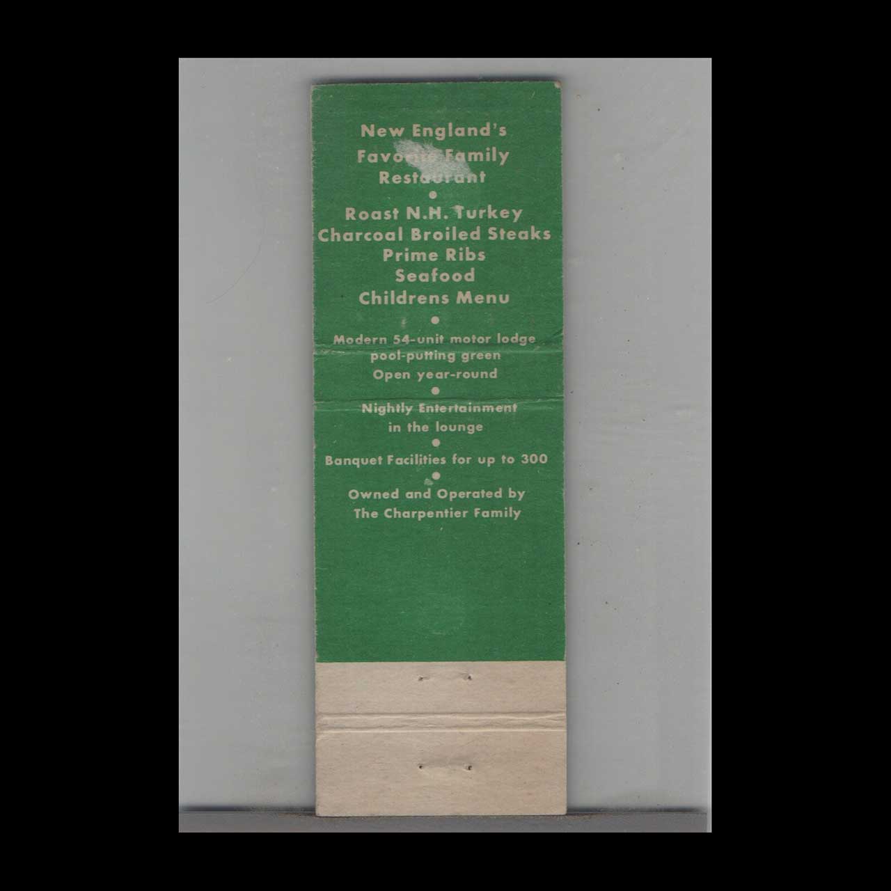Green Ridge Turkey Farm Matchbook Cover Nashua NH Green Ridge Turkey Farm Matchbook Cover Nashua NH