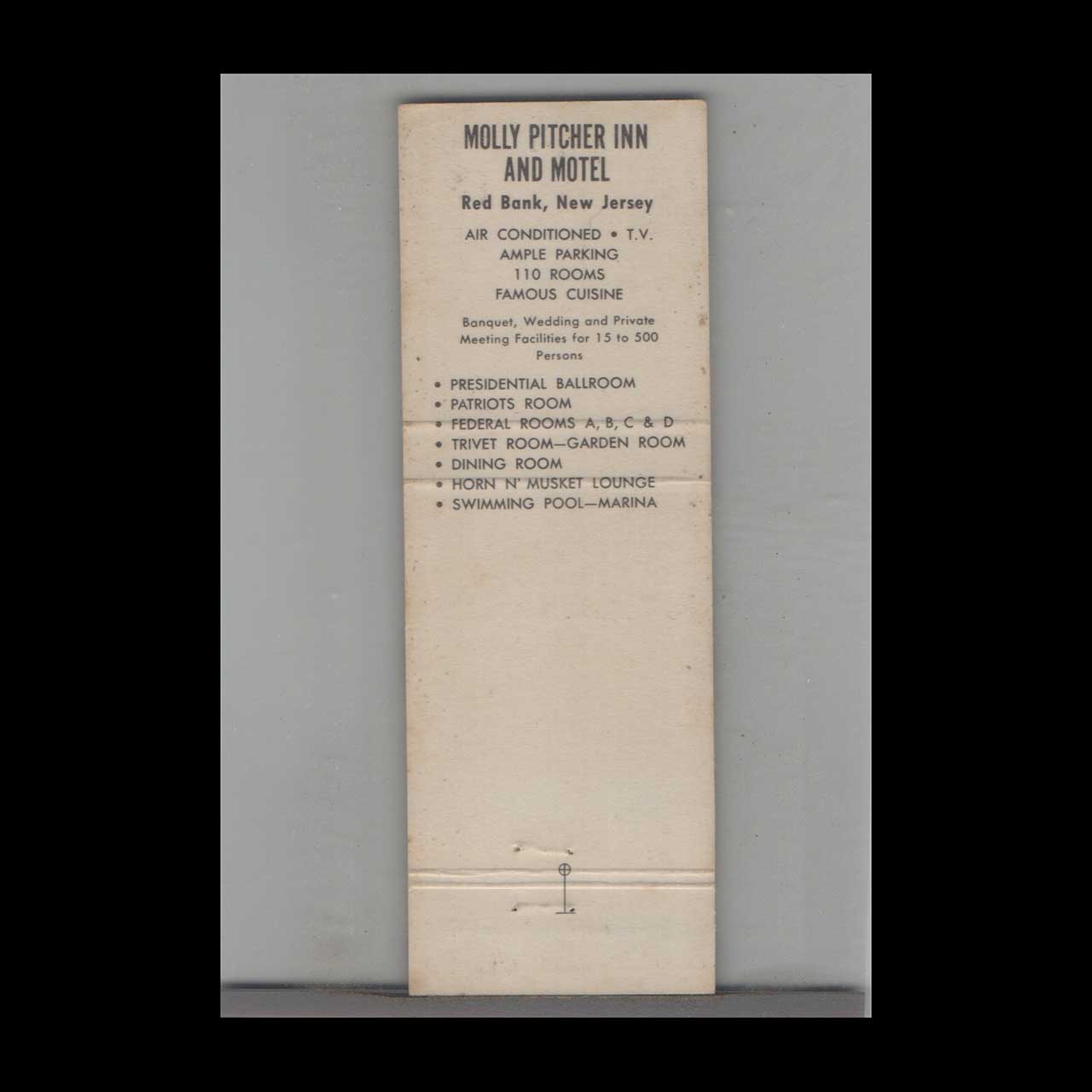 Matchbook Cover Molly Pitcher Inn Redbank NJ Matchbook Cover Molly Pitcher Inn Redbank NJ