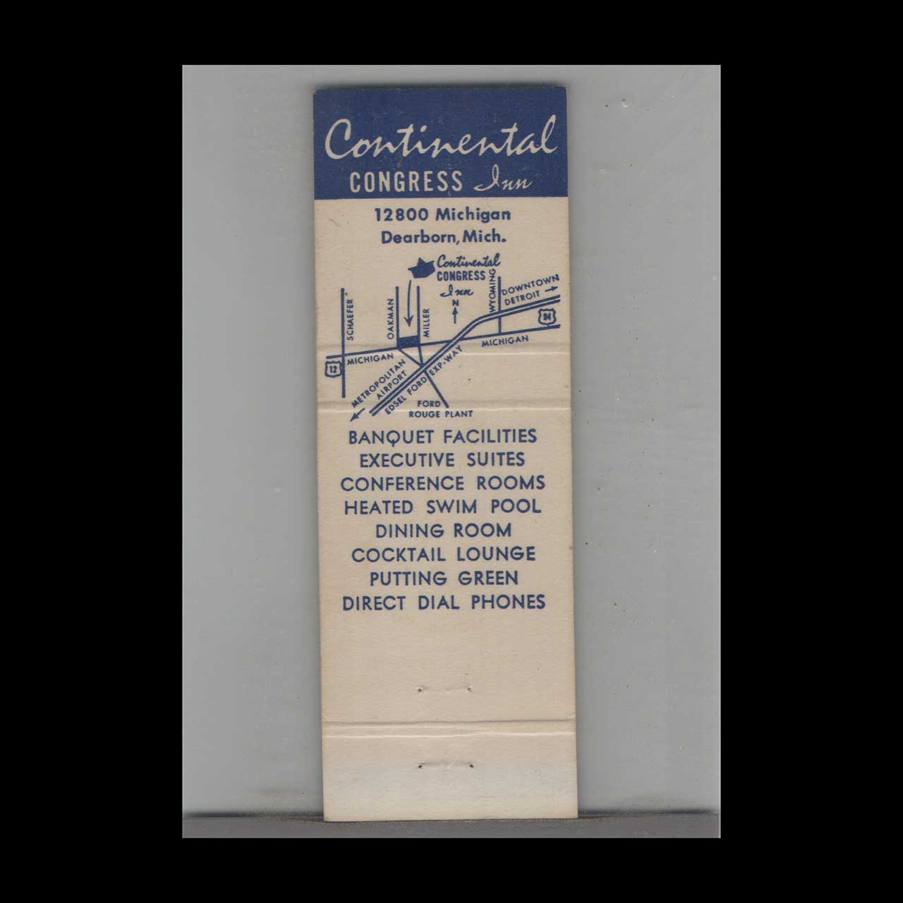 Matchbook Cover Continental Congress Inn Dearborn MI Matchbook Cover Continental Congress Inn Dearborn MI