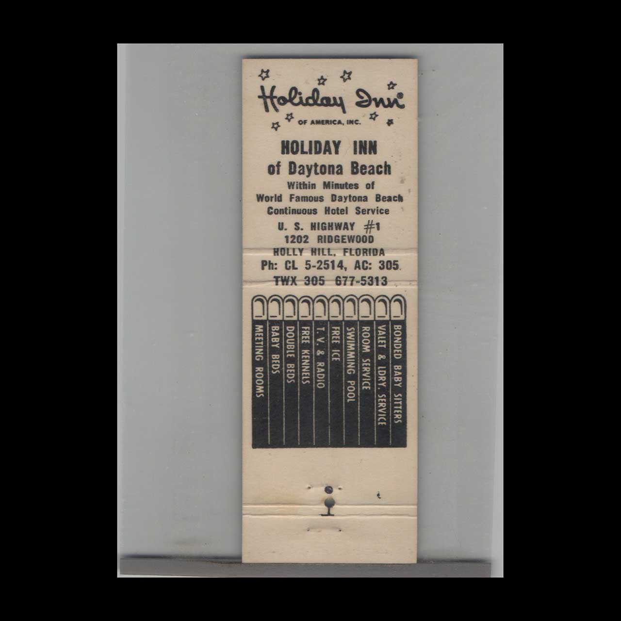 Matchbook Cover Holiday Inn Daytona Beach Holy Hill FL Matchbook Cover Holiday Inn Daytona Beach Holy Hill FL