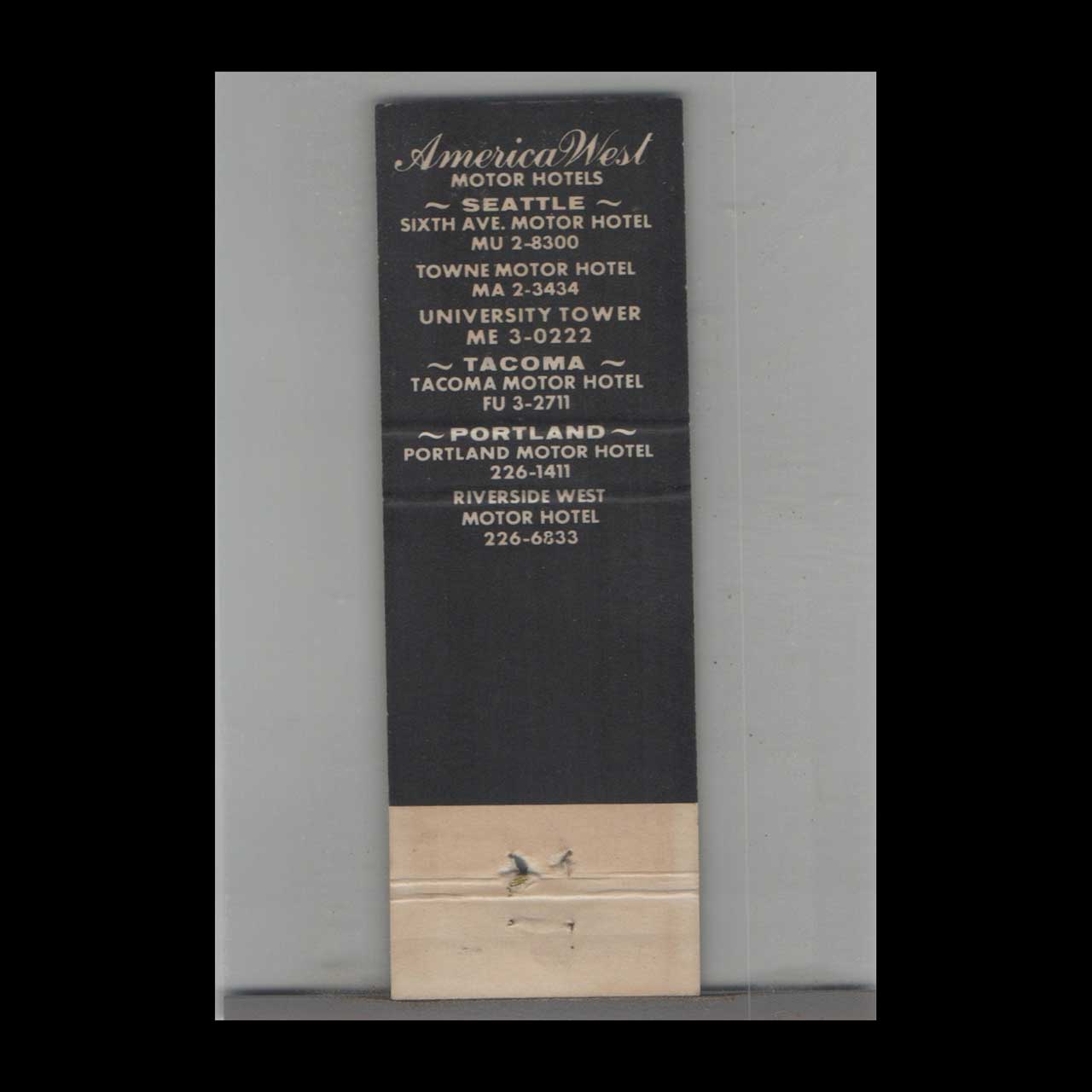 Matchbook Cover American West Motor Hotel Matchbook Cover American West Motor Hotel