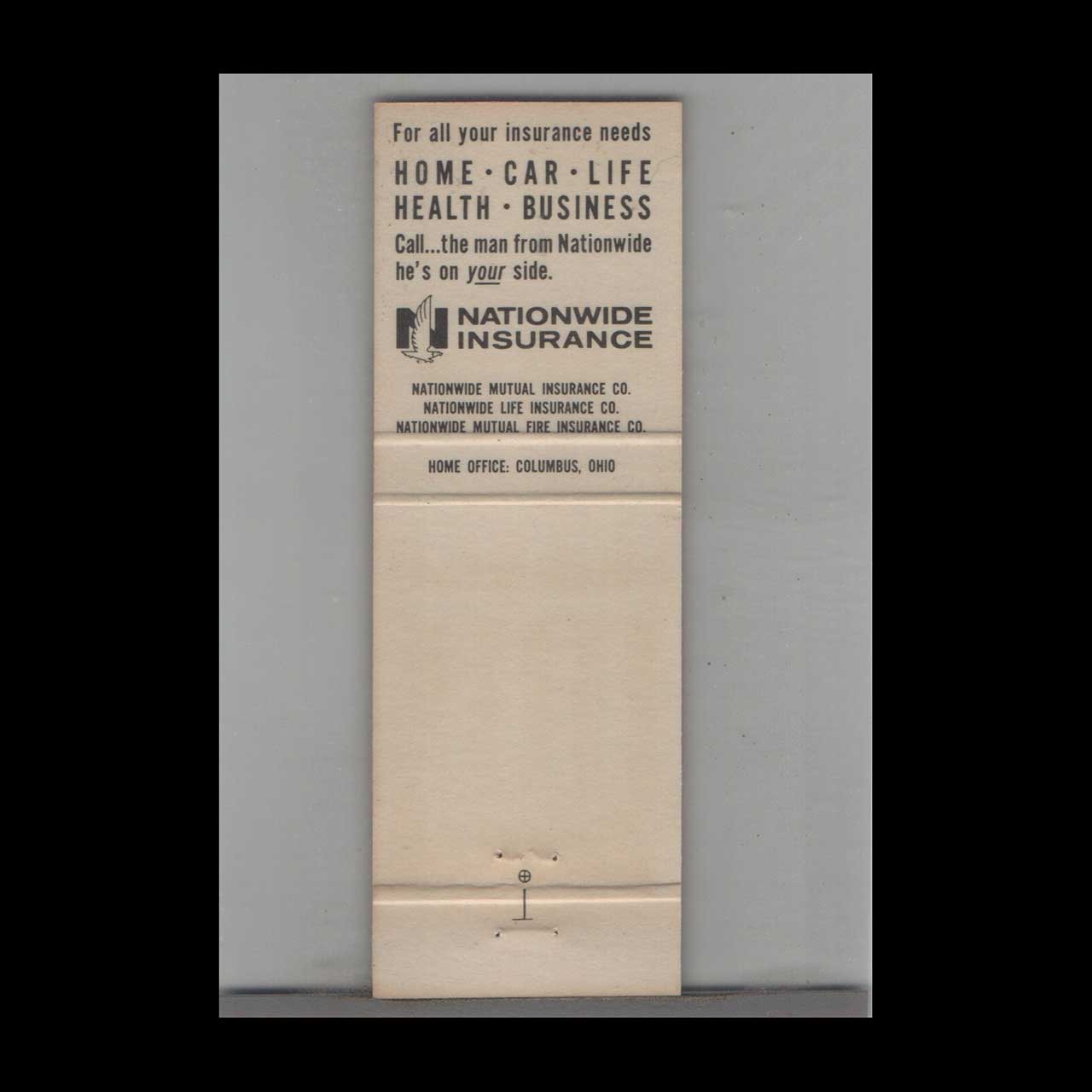Matchbook Cover Nationwide Insurance William R Foster New Brighton PA Matchbook Cover Nationwide Insurance William R Foster New Brighton PA