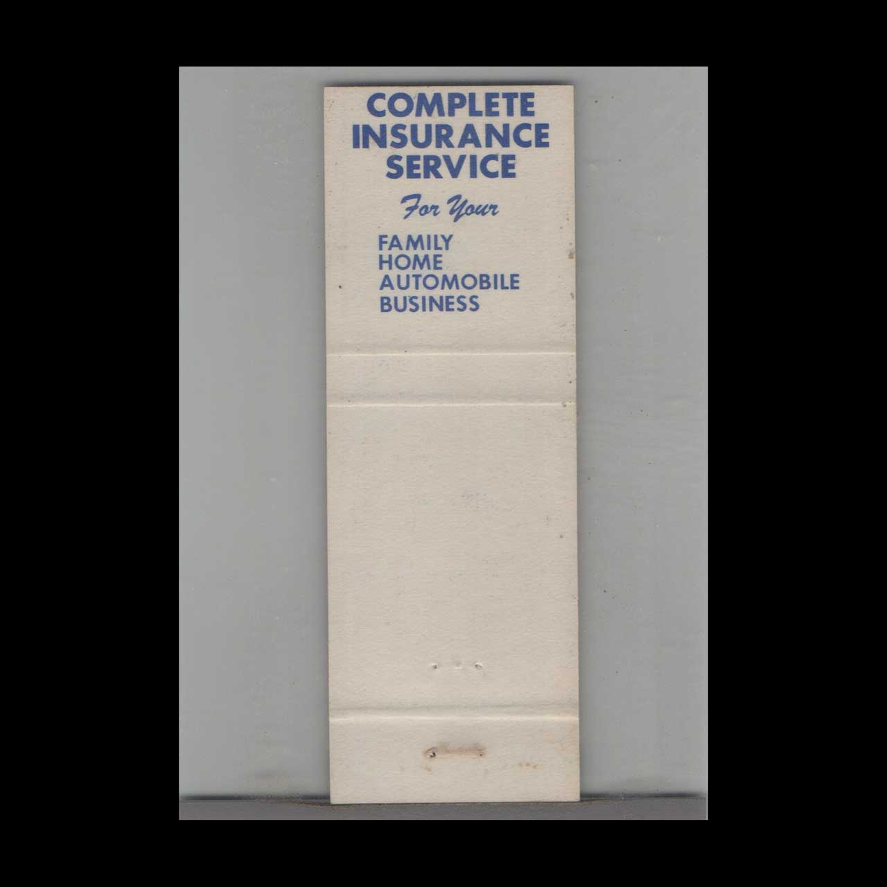 Matchbook Cover Williams Cleaveland Insurance Company New Castle PA Matchbook Cover Williams Cleaveland Insurance Company New Castle PA