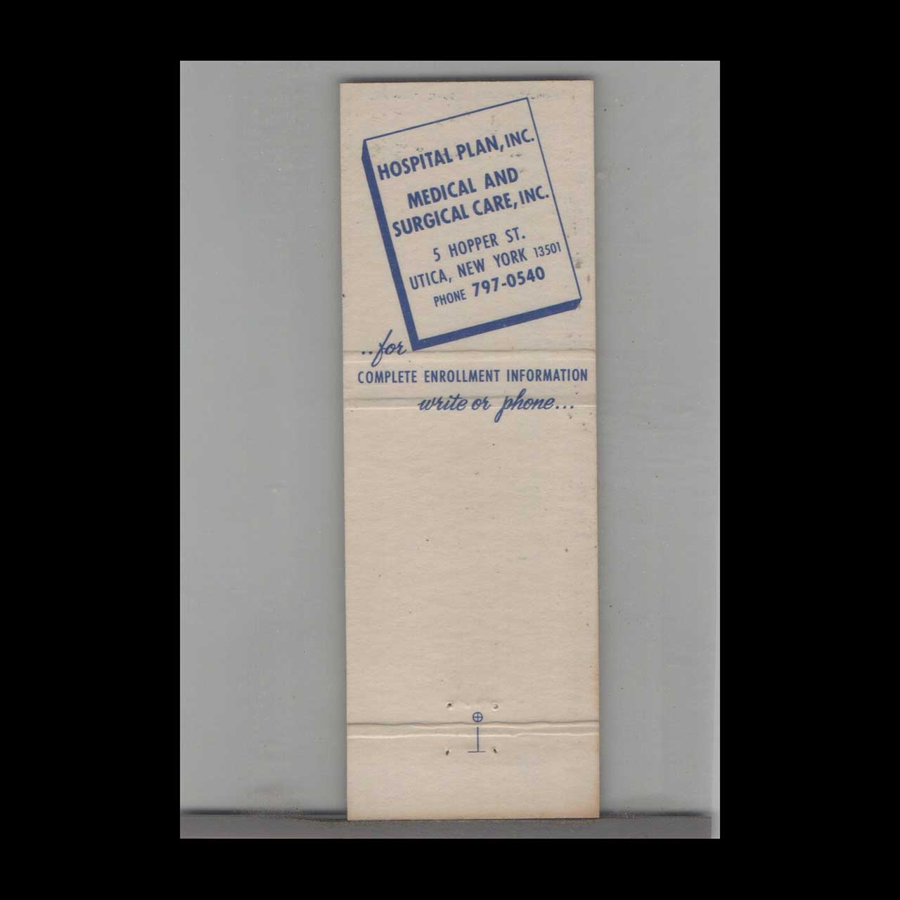 Matchbook Cover Blue Cross Blue Shield Heal Insurance Matchbook Cover Blue Cross Blue Shield Heal Insurance