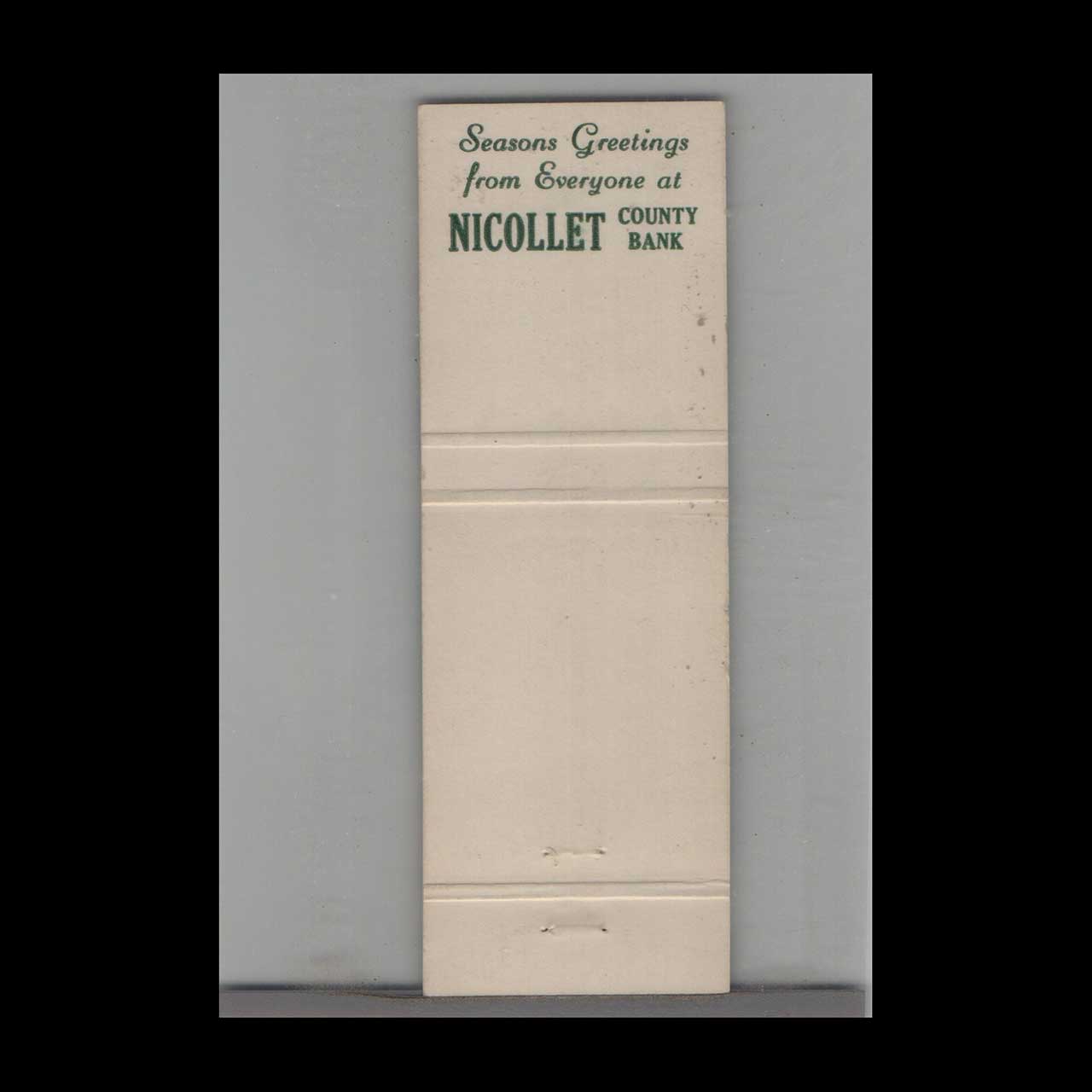 Matchbook Cover Nicollet County Bank Matchbook Cover Nicollet County Bank