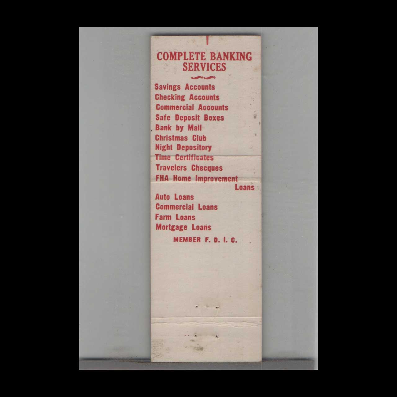 Matchbook Cover Midland National Bank Midland MI Matchbook Cover Midland National Bank Midland MI