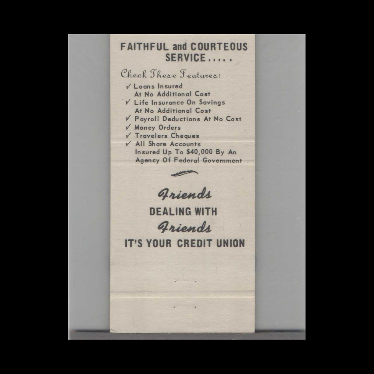 Matchbook Cover Columbus Municipal Employees Federal Credit Union Matchbook Cover Columbus Municipal Employees Federal Credit Union