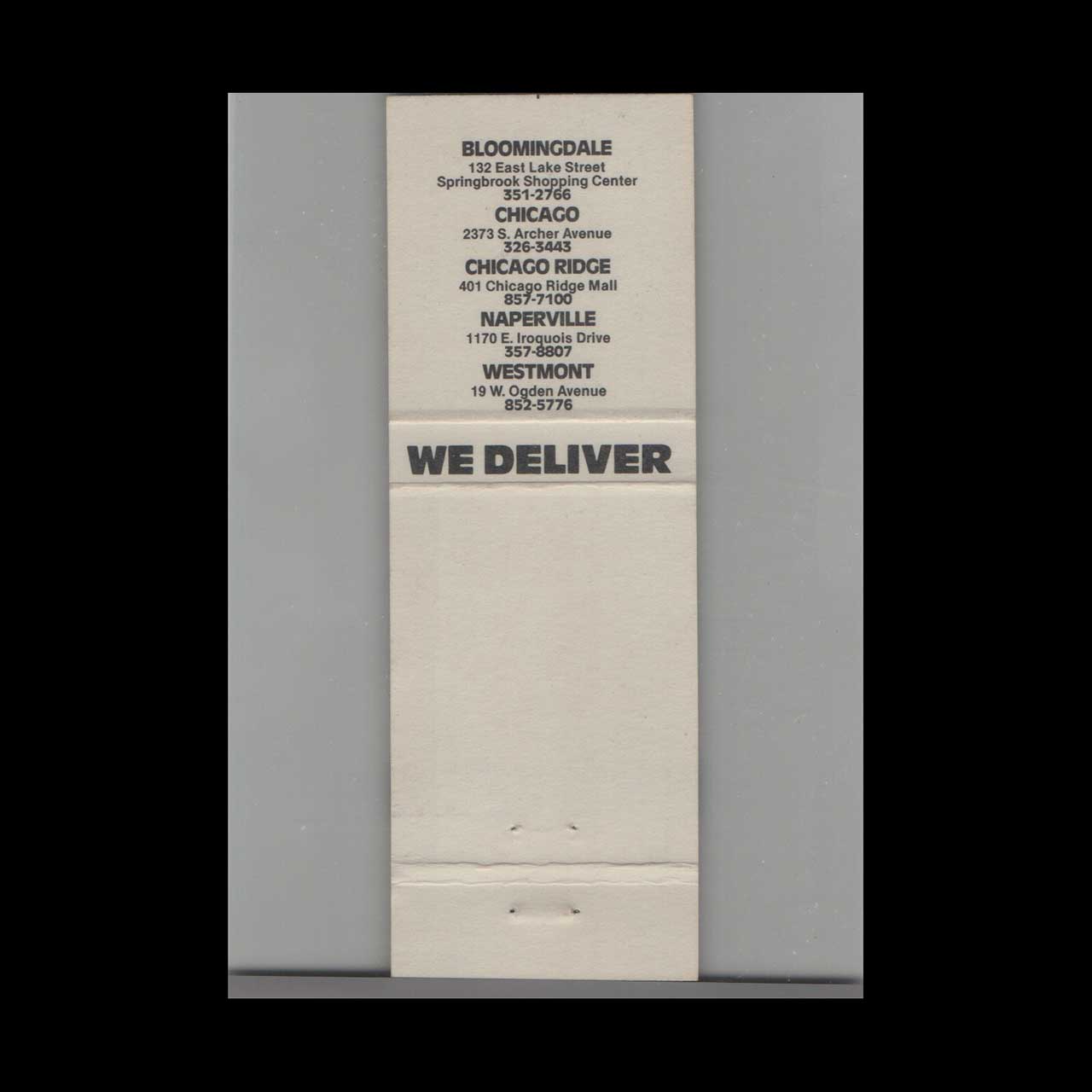 Connies Pizza Bloomington Matchbook Cover Connies Pizza Bloomington Matchbook Cover