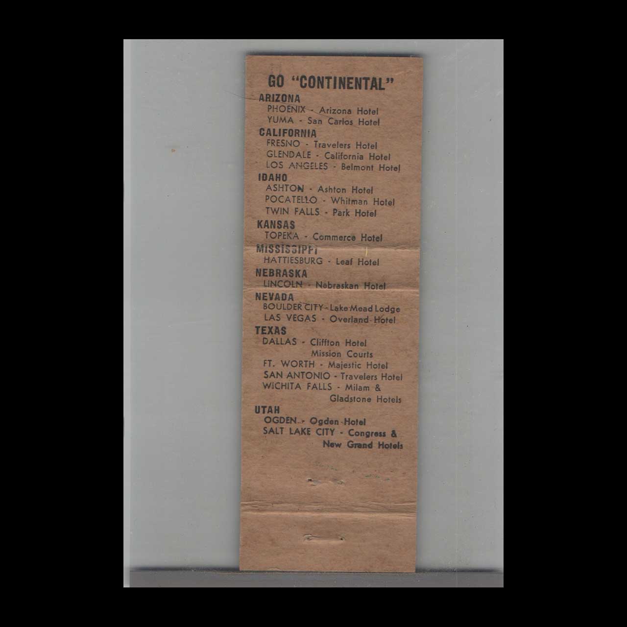 Matchbook Cover Arizona Hotel Phoenix AZ Matchbook Cover Arizona Hotel Phoenix AZ