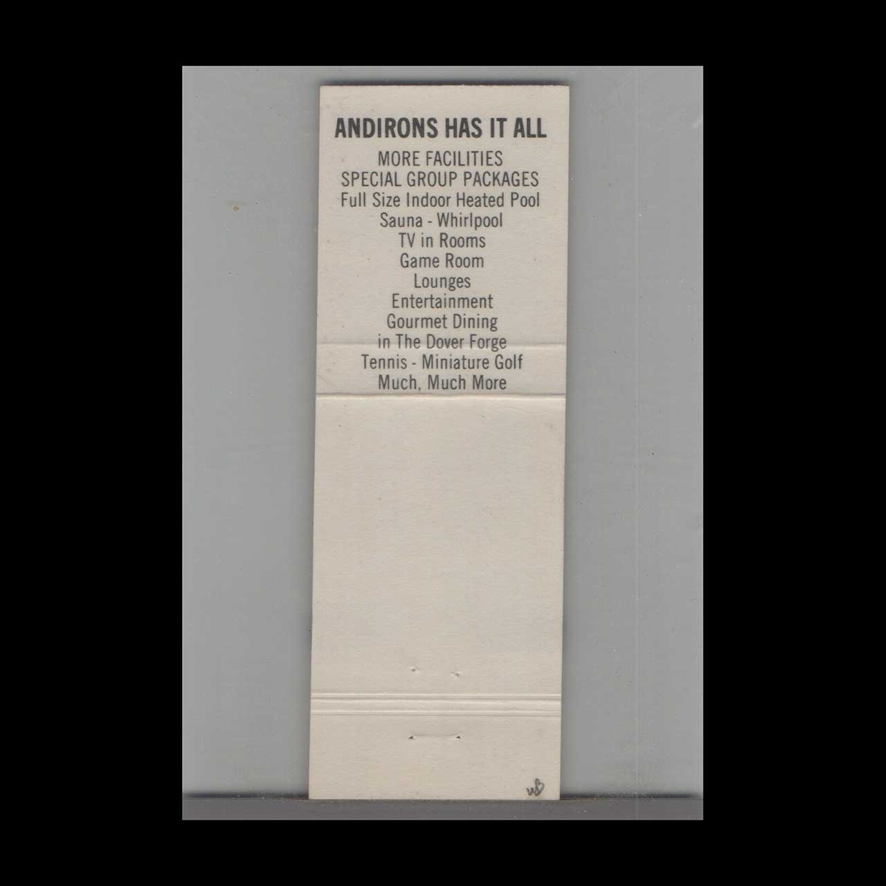 Matchbook Cover Andirons Lodge Mount Snow VT Matchbook Cover Andirons Lodge Mount Snow VT