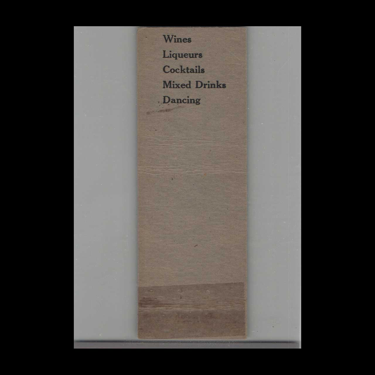 Matchbook Cover Club Room Hotel US Grant Matchbook Cover Club Room Hotel US Grant