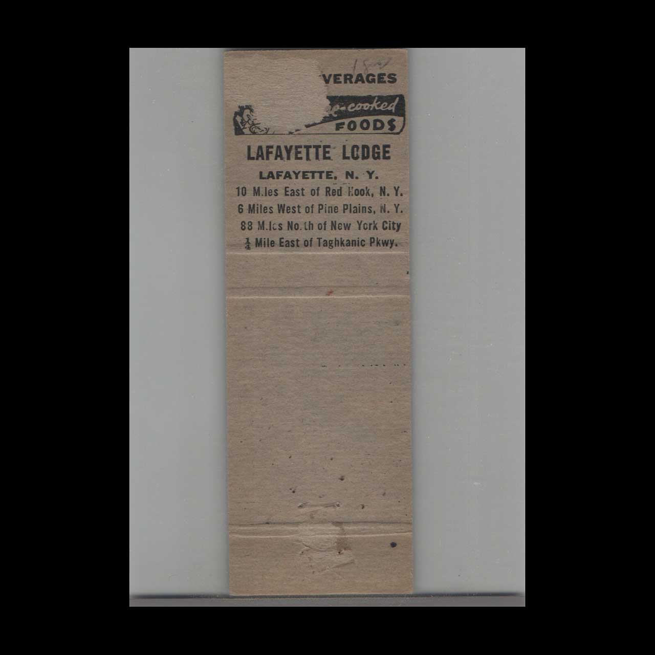 Matchbook Cover Lafayette Lodge Lafayetteville NY Matchbook Cover Lafayette Lodge Lafayetteville NY