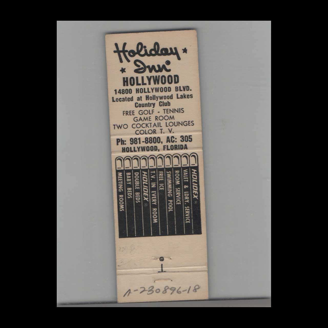 Matchbook Cover Hollywood Florida Holiday Inn Motel Matchbook Cover Hollywood Florida Holiday Inn Motel