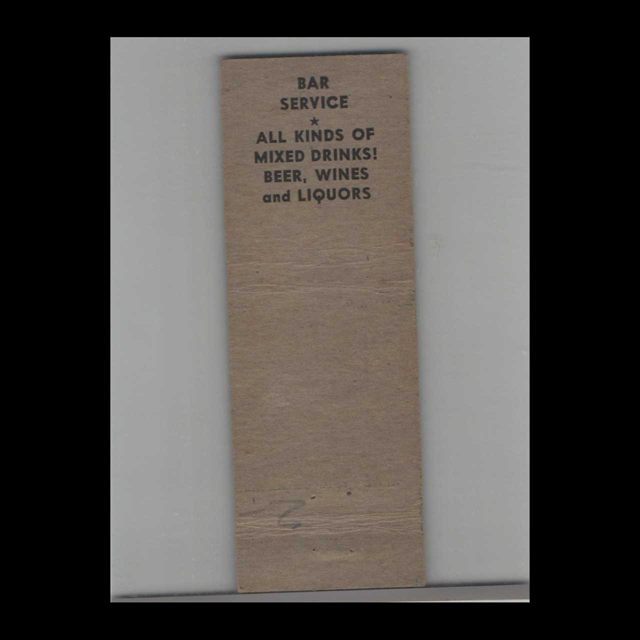 Matchbook Cover Hollywood Florida Hollywood Restaurant & Bar Matchbook Cover Hollywood Florida Hollywood Restaurant & Bar