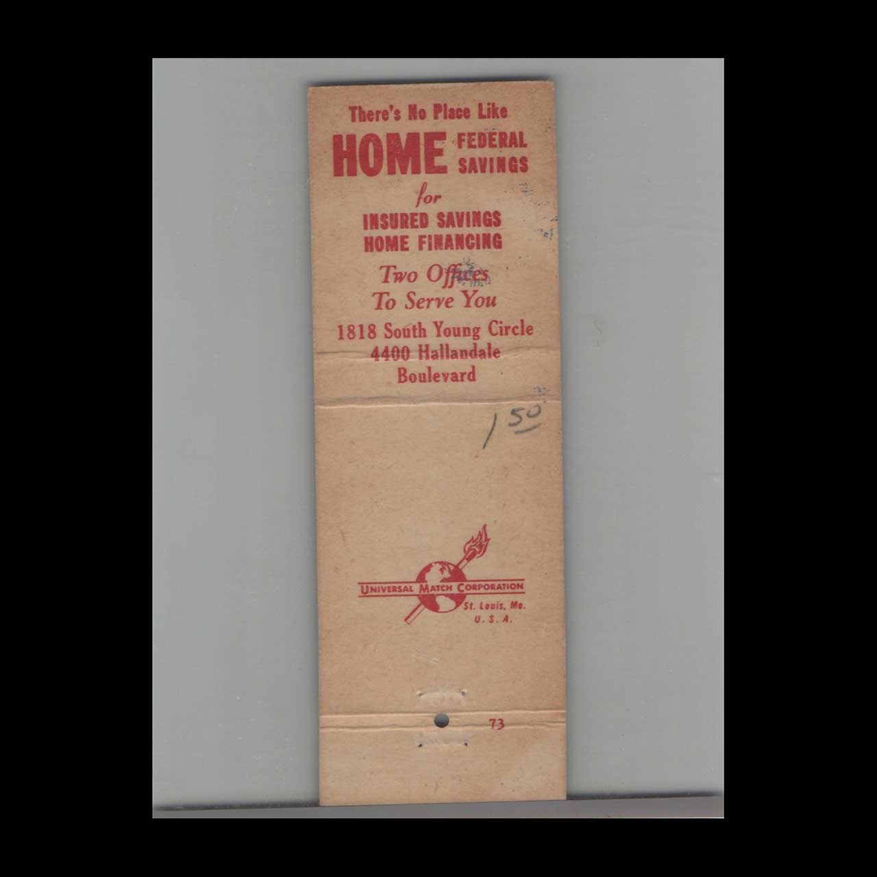 Matchbook Cover Hollywood Florida Home Federal Savings Bank Of Hollywood Matchbook Cover Hollywood Florida Home Federal Savings Bank Of Hollywood
