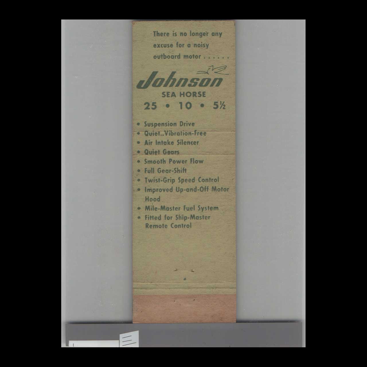 Johnson Outboard Motor Dealer Matchbook Cover Lynwood Johnson Outboard Motor Dealer Matchbook Cover Lynwood