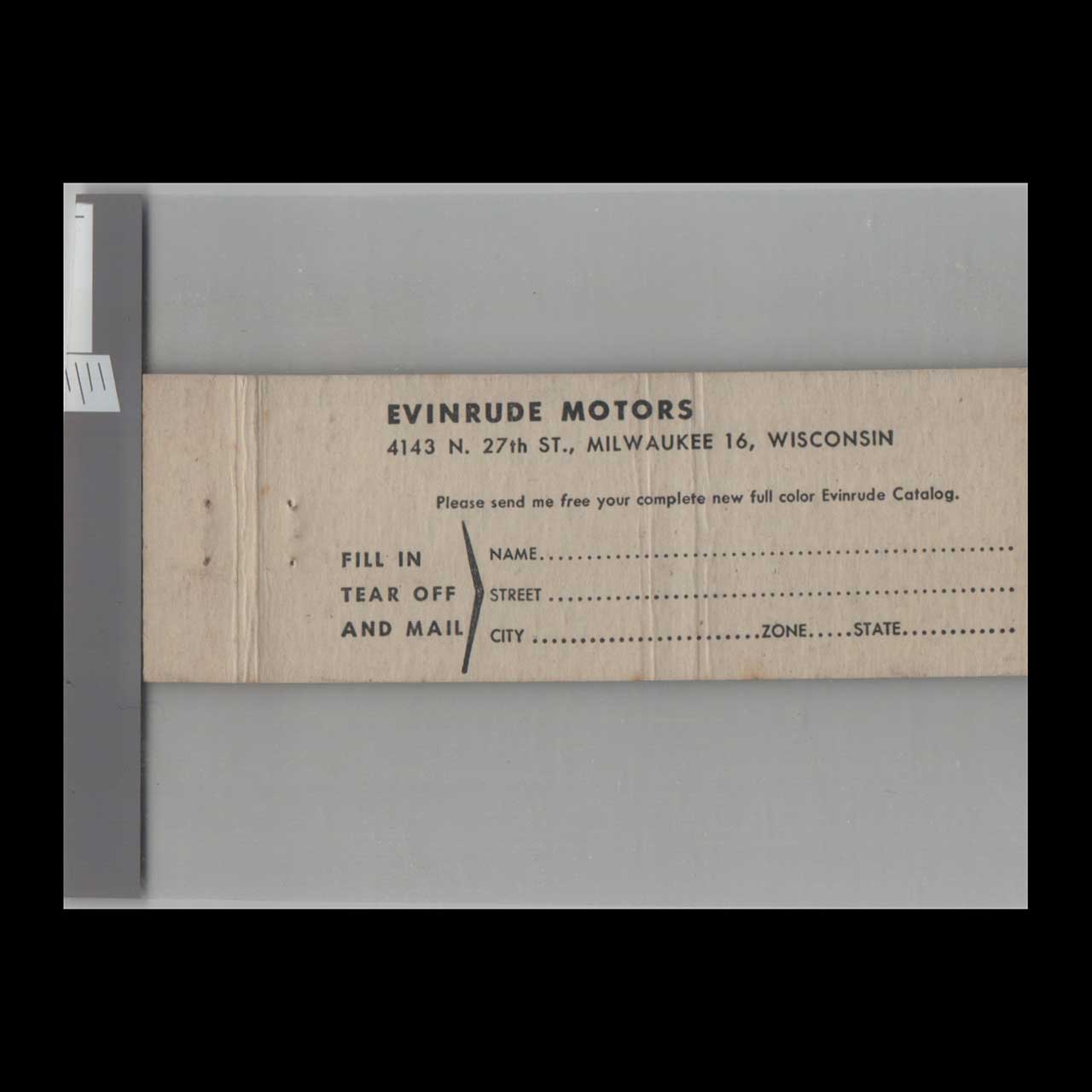 Evinrude Outboard Motor Matchbook Cover Bryan Motor Co GA Evinrude Outboard Motor Matchbook Cover Bryan Motor Co GA