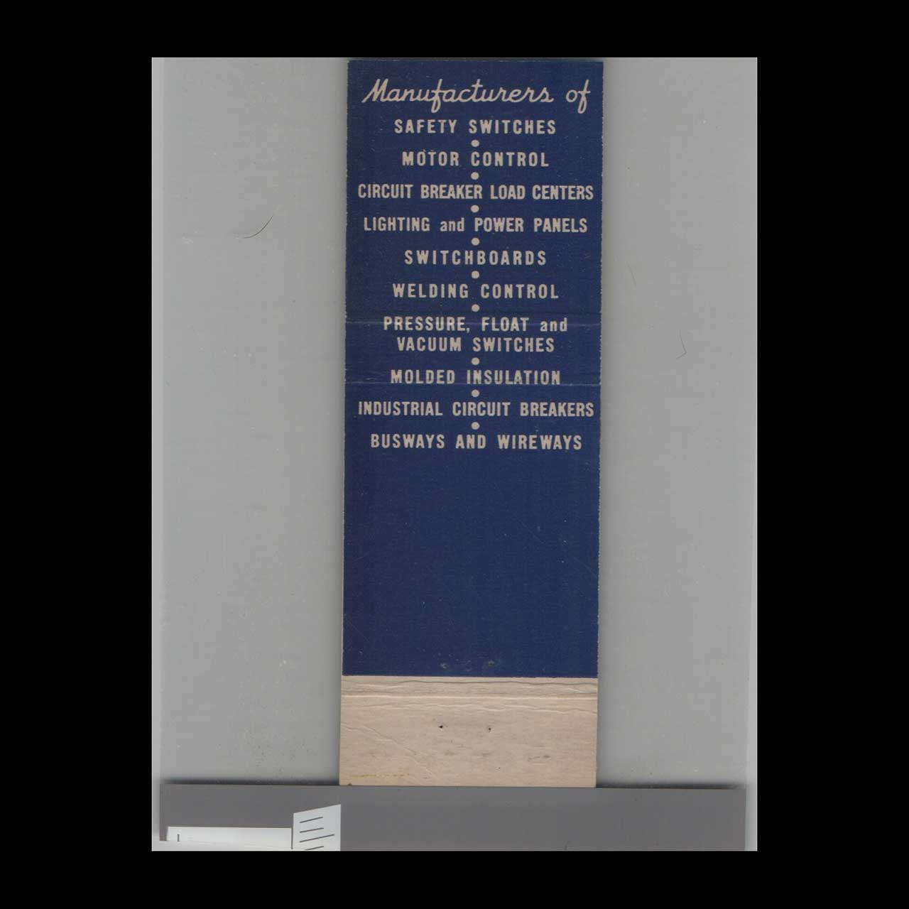 Matchbook Cover Square D Electrical Equipment Moon Mullen Indianapolis IN Matchbook Cover Square D Electrical Equipment Moon Mullen Indianapolis IN