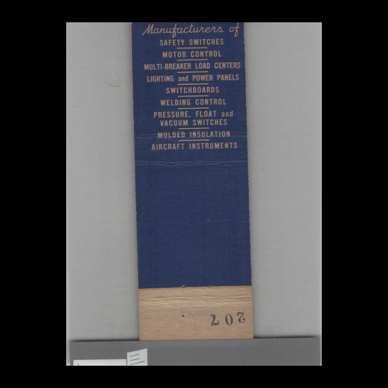 Matchbook Cover Square D Electrical Equipment New Orleans LA Matchbook Cover Square D Electrical Equipment New Orleans LA