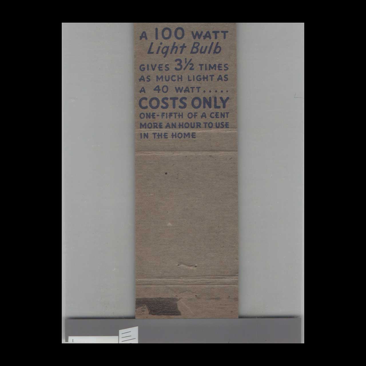 Matchbook Cover Good Lighting Saves Eyesight Matchbook Cover Good Lighting Saves Eyesight
