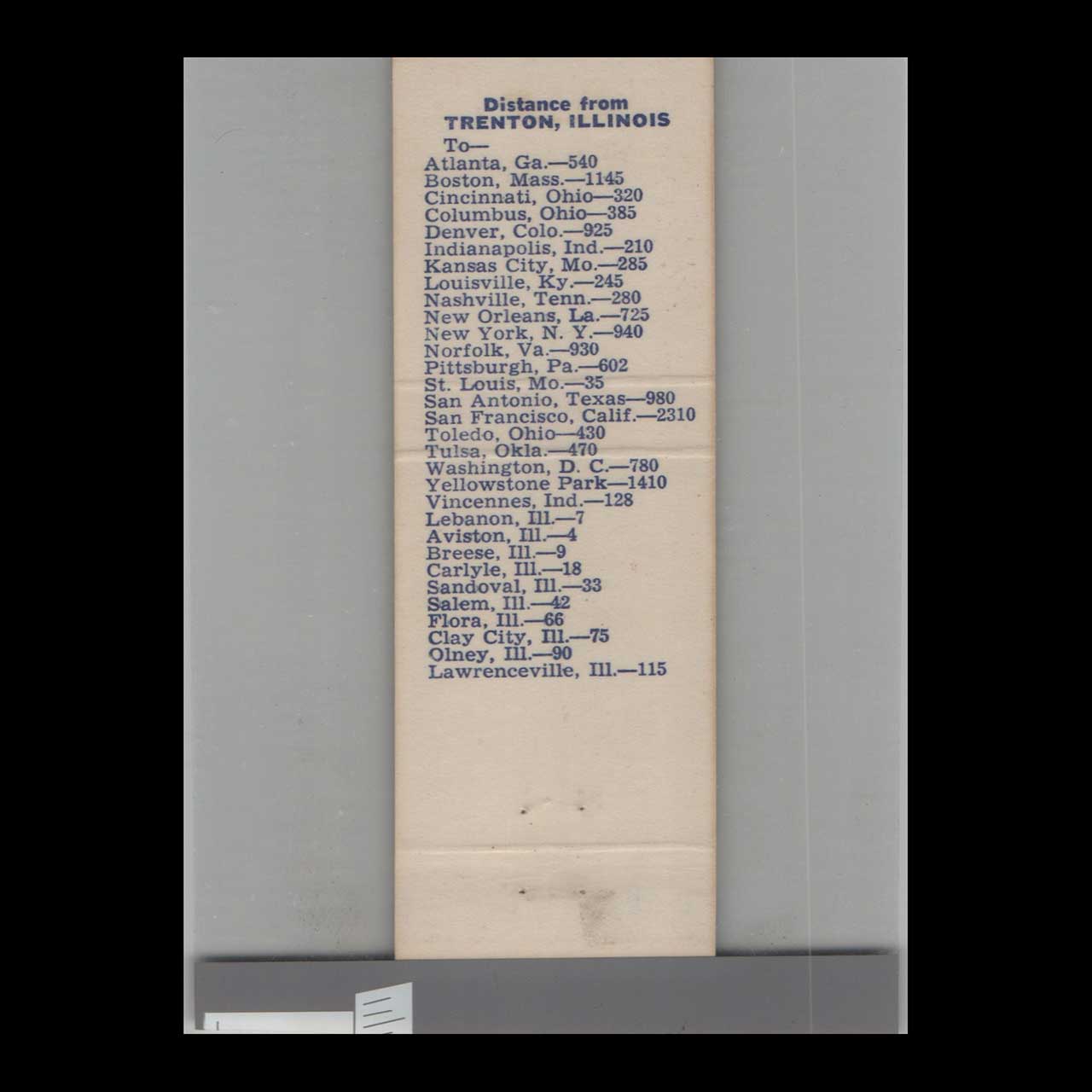 Trenton House Restaurant Matchbook Cover Trenton IL Trenton House Restaurant Matchbook Cover Trenton IL