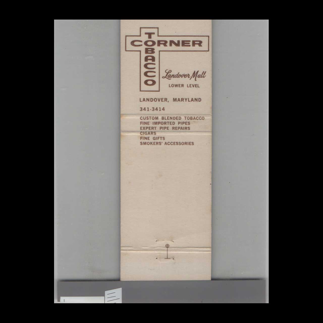 Tobacco Corner Landover Mall Matchbook Cover MD Tobacco Corner Landover Mall Matchbook Cover MD