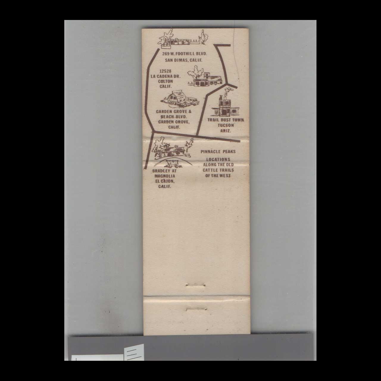 Pinnacle Peak Lane & Cattle Co Matchbook Cover San Dimas Pinnacle Peak Lane & Cattle Co Matchbook Cover San Dimas