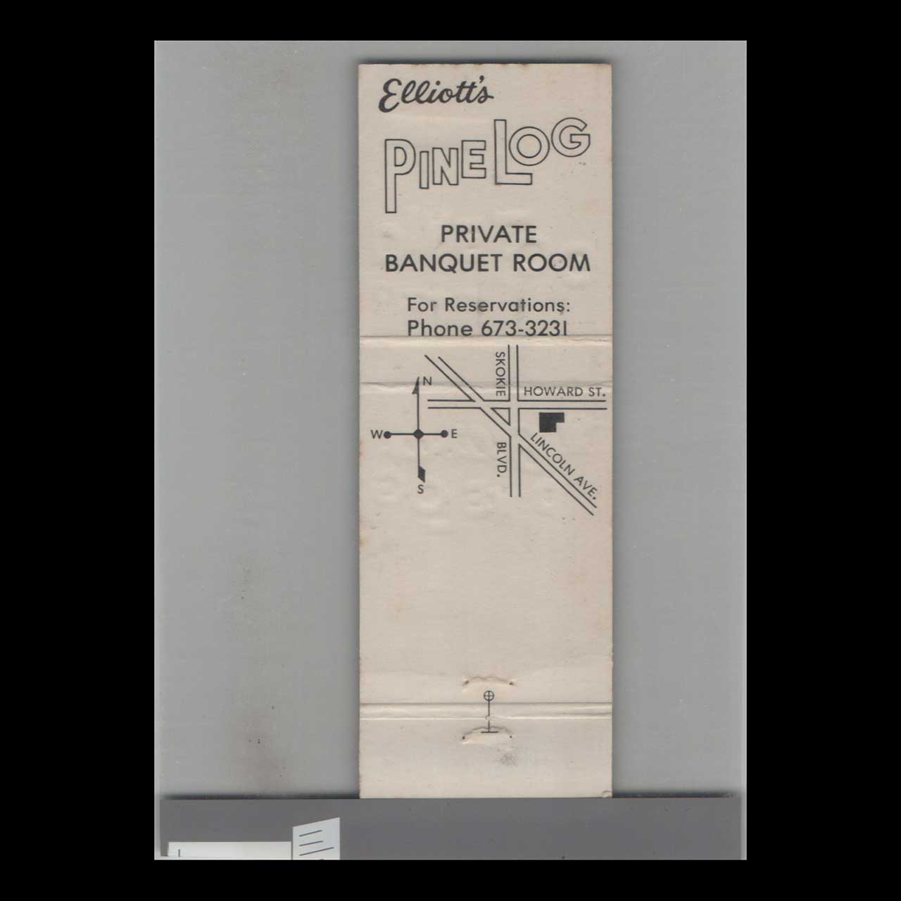 Elliotts Pine Log Restaurant Matchbook Cover Skokie IL Elliotts Pine Log Restaurant Matchbook Cover Skokie IL