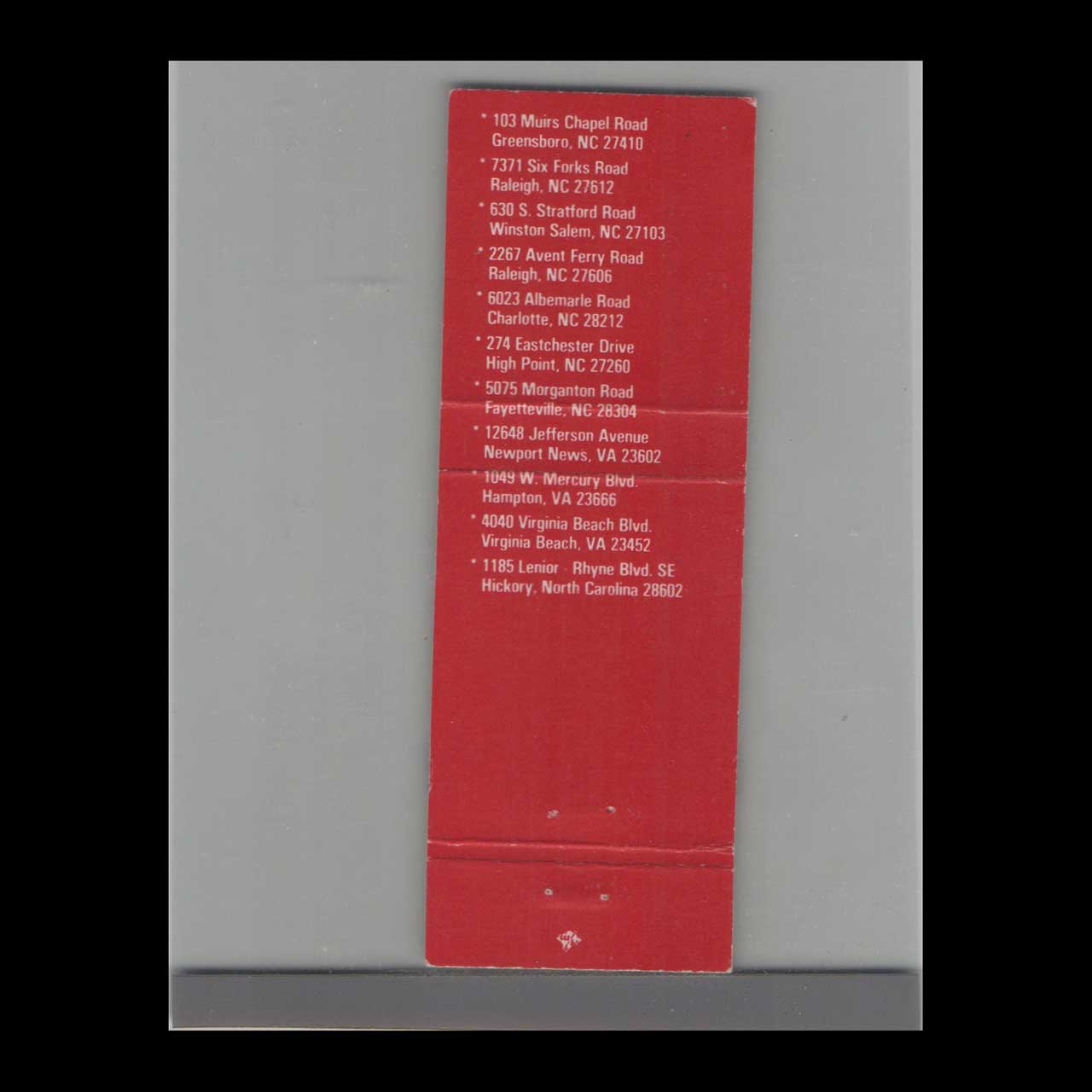 Rock Ola Cafe Charlotte Matchbook Cover Rock Ola Cafe Charlotte Matchbook Cover