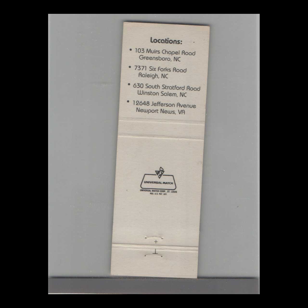 Rock Ola Cafe Matchbook Cover Newport News VA Rock Ola Cafe Matchbook Cover Newport News VA