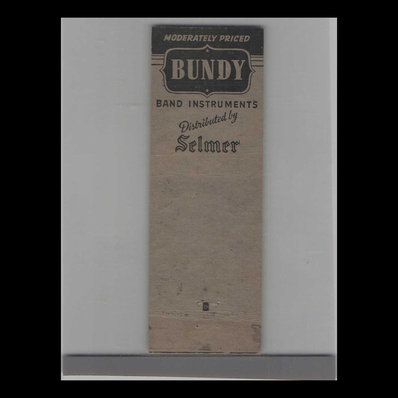 Selmer Band Instruments Matchbook Cover Al Utzinger Miami Selmer Band Instruments Matchbook Cover Al Utzinger Miami