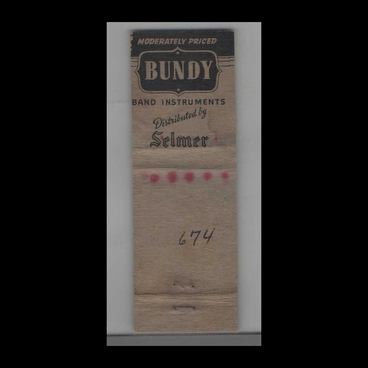 Selmer Band Instruments Matchbook Cover Buffalo NY Selmer Band Instruments Matchbook Cover Buffalo NY