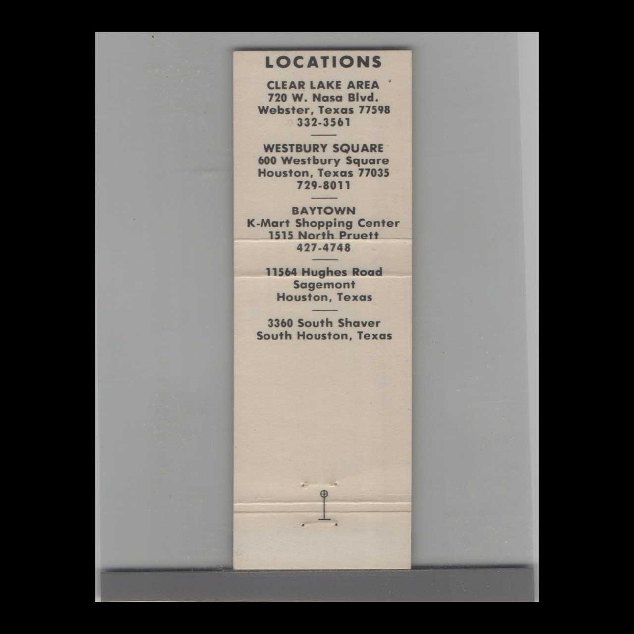 Village Inn Pizza Baytown TX Matchbook Cover Village Inn Pizza Baytown TX Matchbook Cover